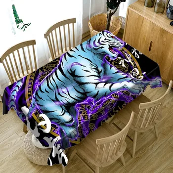 

White tiger Table cloth Round table cover rectangular Waterproof Coffee picnic Table Cabinet Cover Customized size Pillowcase