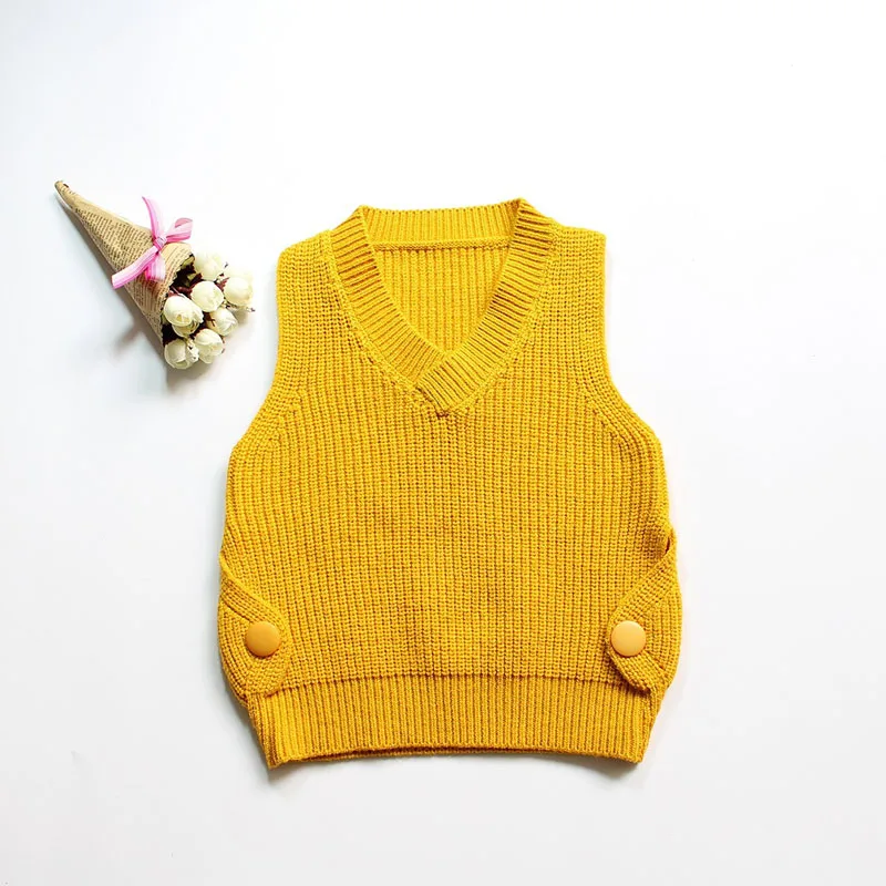 Solid Color Sweater Vest For Little Girls 2018 New Spring Cotton