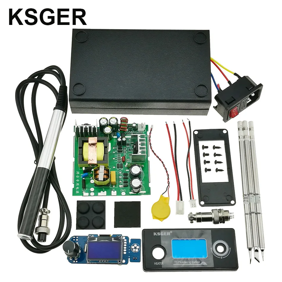 KSGER T12 STM32 V2.1S DIY наборы паяльник станция OLED контроллер ABS чехол из нержавеющей стали T12 наконечники FX9501 ручка из алюминиевого сплава - Цвет: sets 1