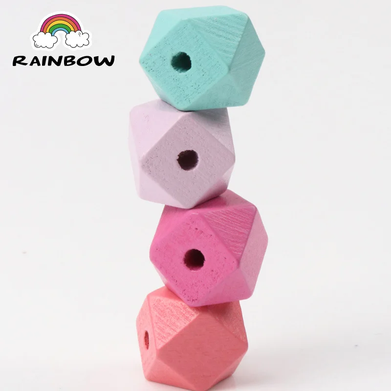 

Mixed Colors Natural Faceted Wooden Material Unfinished Geometric Beads For Jewelry making DIY Accessory 15mm 25pcs 2018 New
