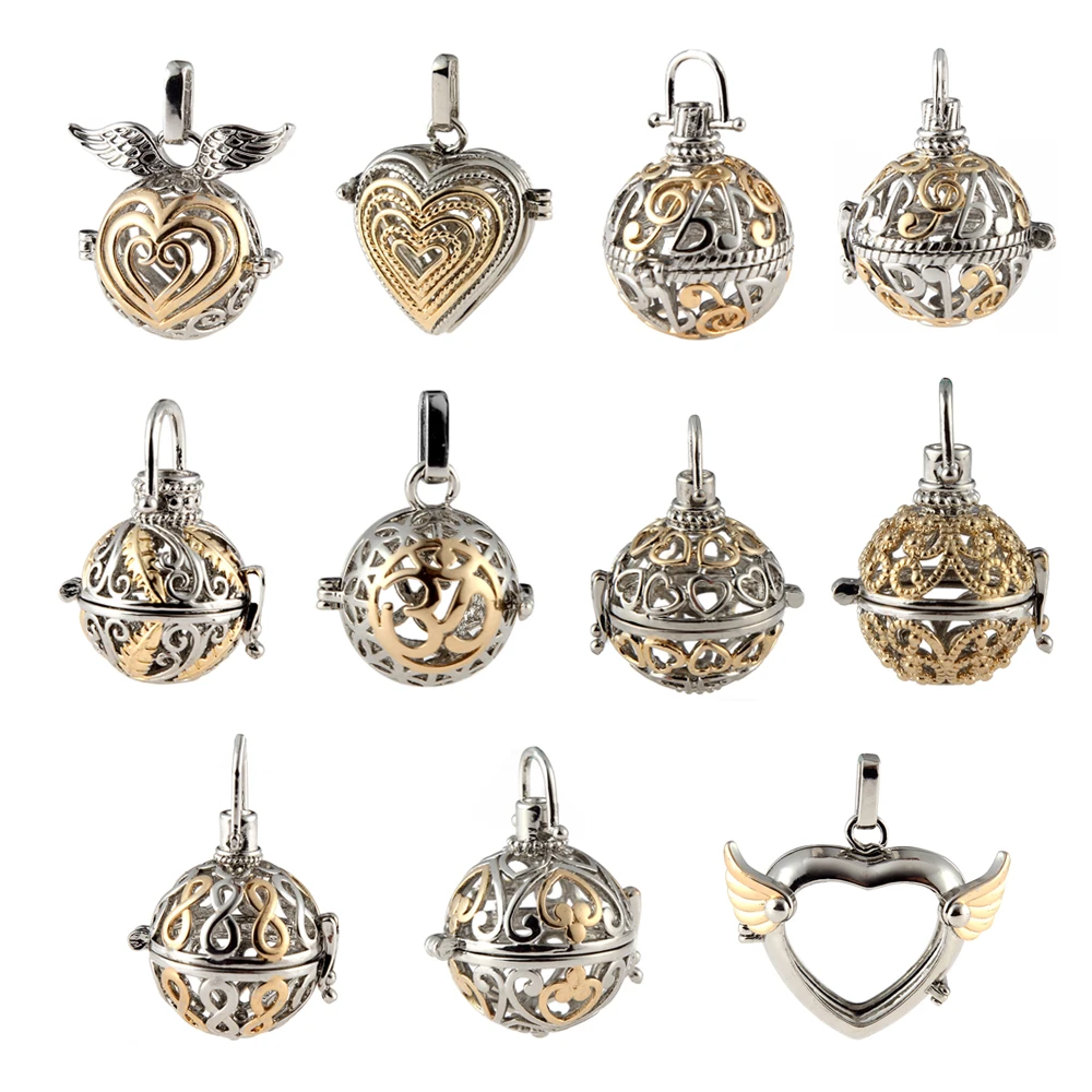 

Multiple Shapes Hollow Ball Pendant Aromatherapy Lockets Essential Oil Diffuser Necklace Perfume Locket Two Color engelsrufer
