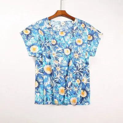 Шелк размера плюс блузка рукав реглан короткий рукав натуральный шелк одежда - Цвет: Небесно-голубой