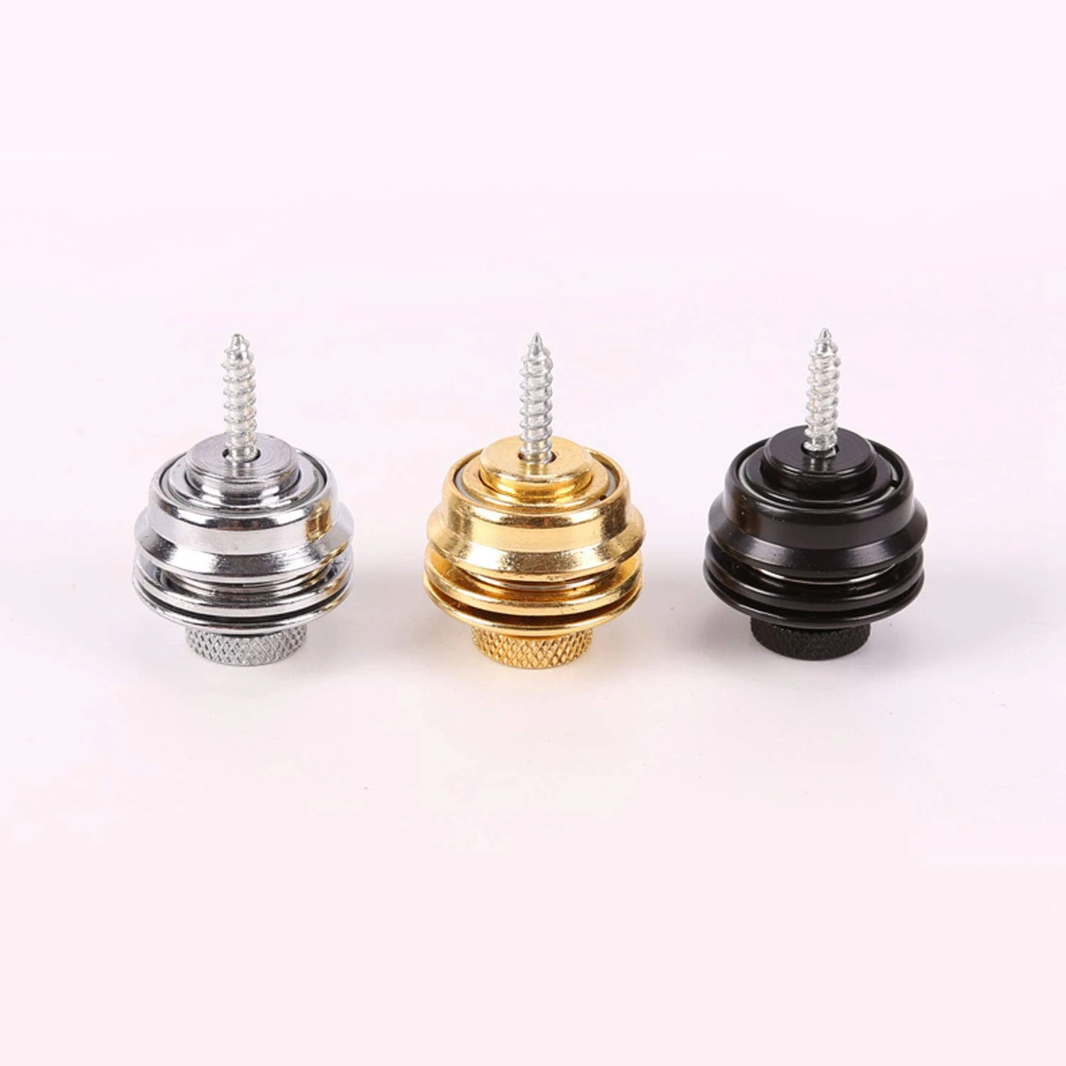 

HLBY-3Pcs Guitar Strap Lock Set Heavy Duty Metal Button Strap Lock End Pins Hold Tight With Easy Remove Screw For Electric Aco