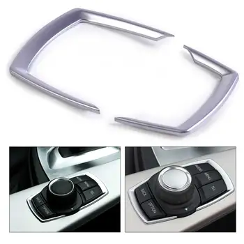 

beler 2pcs Interior Multimedia Button Frame Cover Trim Car Accessories Decoration fit for BMW 1/2/3/4 Series 2013 2014 2015 2016