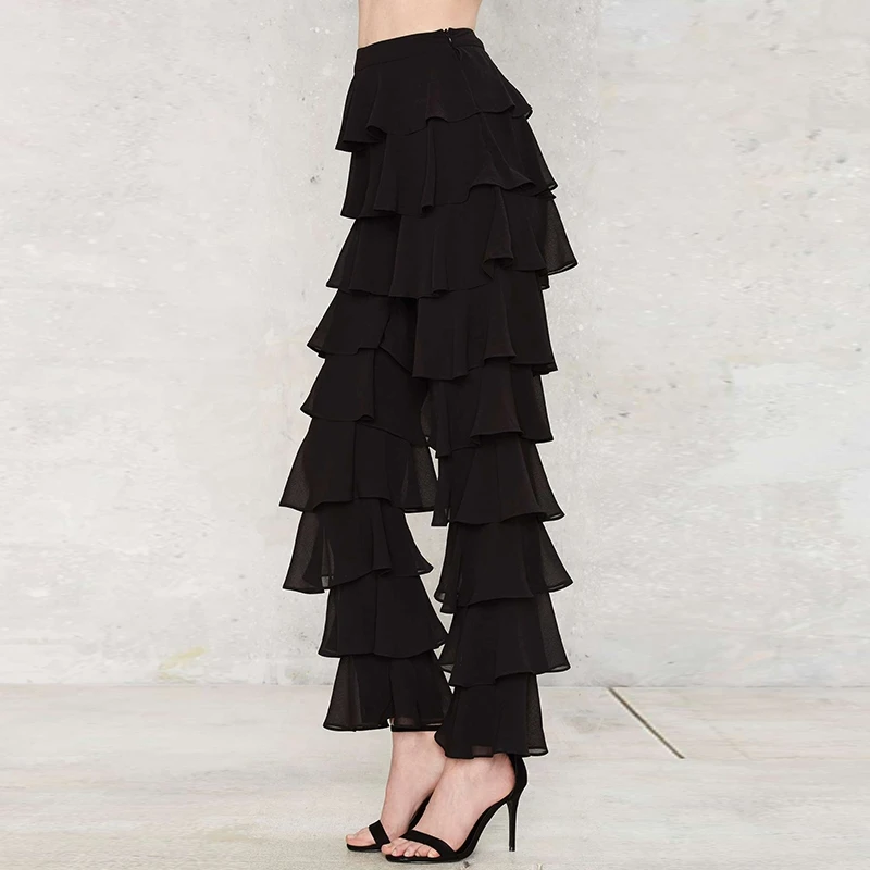 HDY Haoduoyi Brand 2019 Women Sexy Black Casual Loose Leg Cotton Pants Ruffles Mid Waist Female Sweet Trousers Lady Pants HDY Haoduoyi Brand 2019 Women Sexy Black Casual Loose Leg Cotton Pants Ruffles Mid Waist Female Sweet Trousers Lady Pants