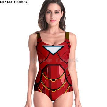 

New Sleeveless Swim Suit Sexy 3D Beach Style Suit Printed Girl Swimsuit One Piece Swimwear For women Cosplay Marvel Iron Man