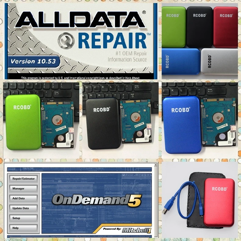 

750GB HDD alldata software 10.53 and Mitchell ondemand All data Auto Repair data fit win7 XP system for both cars and trucks