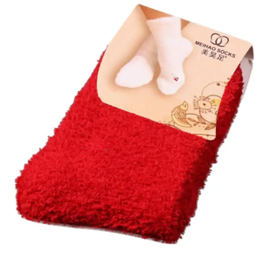 MUQGEW сказочные эластичные домашние мягкие носки-тапочки для женщин и девочек пушистые теплые зимние дышащие чистые носки различных цветов - Цвет: Red