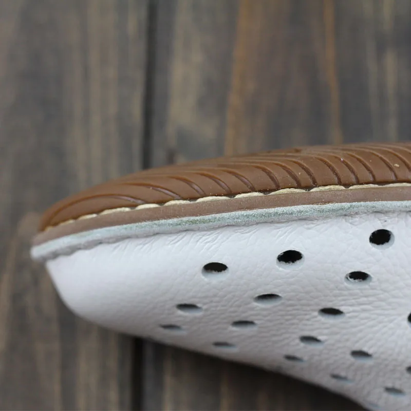 Faites Ceyaneao Slip À Plat Sur De En Femme Toe Casual Dames Plaine 3 Véritable La 1957 Appartements Chaussures Main Cuir White Femmes rrqwxn5g4O