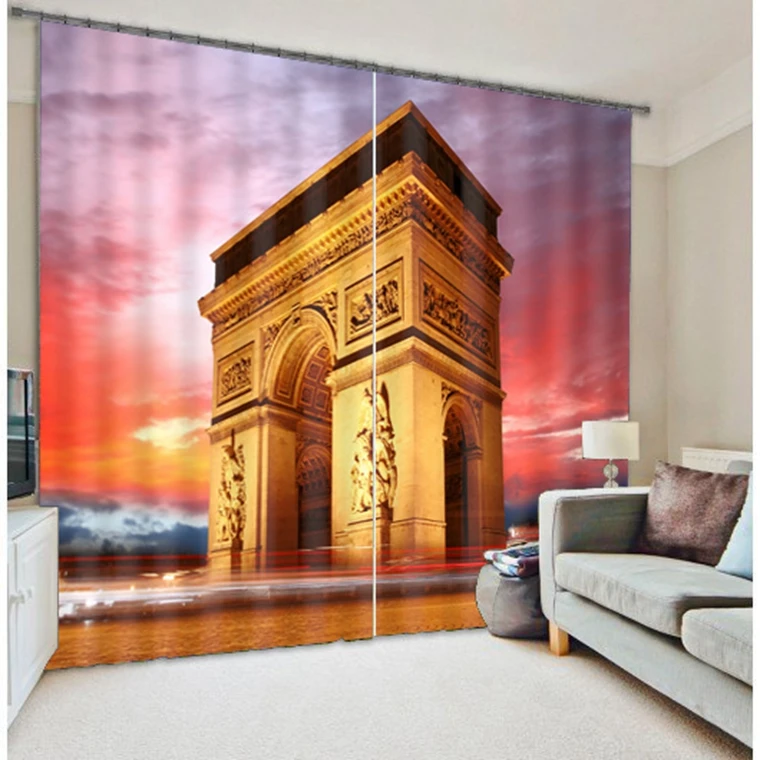 

Arc De Triomphe Night 3d print curtains finished shade fabric