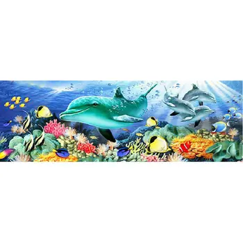 

DIY Diamond Painting cross stitch animals Resin Diamond embroidery dolphin 5D square crystal Diamond mosaic home Decor fish