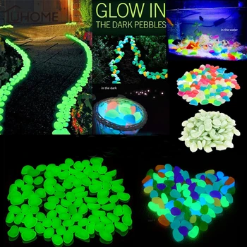 

100-500pcs Glow In The Dark Pebbles Luminous Stones Home Party Path Patio Lawn Garden Yard Decor Walkways Aquarium Fish Tank