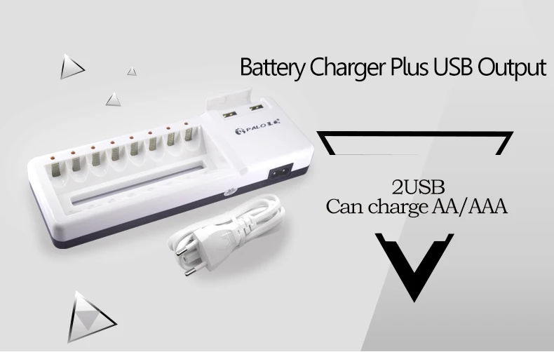 Новинка 8 слотов Быстрая зарядка зарядное устройство 2 USB разъем высокое качество зарядное устройство для NI-CD Ni-MH AA AAA перезаряжаемые батареи