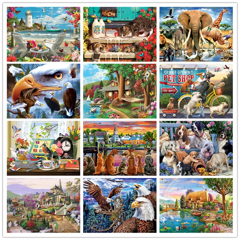 

Full round diamond DIY home animal landscape 5D diamond painting cross stitch pattern wall paste mosaic embroidery