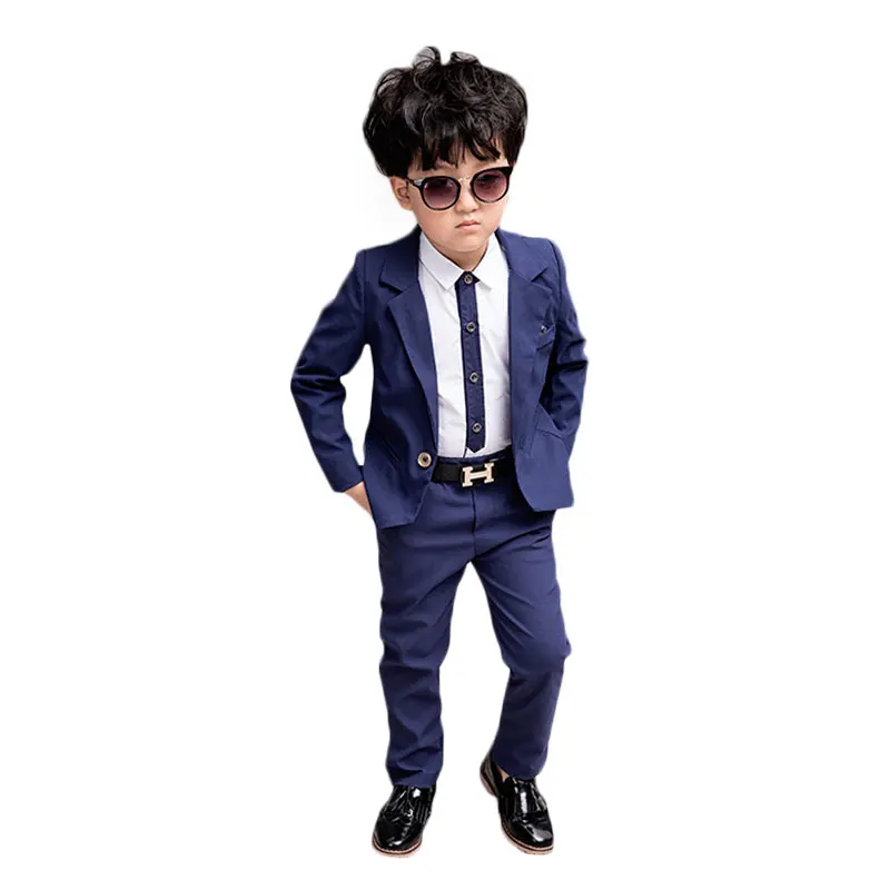 

Boys Suits 3pcs Marrige Kids Clothes Boys Suit for Weddings Cotton Solid Blazer Jacket + Pants + Blouse Children Formal Suits