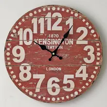 LONDON 1870 Europe Wood Wall Clocks Red Retro Decorative Antique Home Decor Clocks