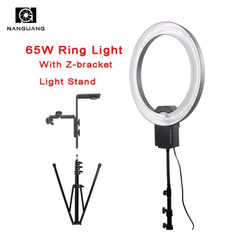 

65W 5400K Studio Selfie Light Continuous Light NG-65C Ring Light Lamp with Z Type Bracekt 210CM Collasible Lighting Stand Tripod