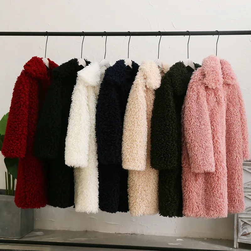 

Women Solid Shaggy Lambs Wool Coats And Jackets 2018 Winter Thick Outwear Faux Fur Coats Women Slim Fit Fur Outcoat