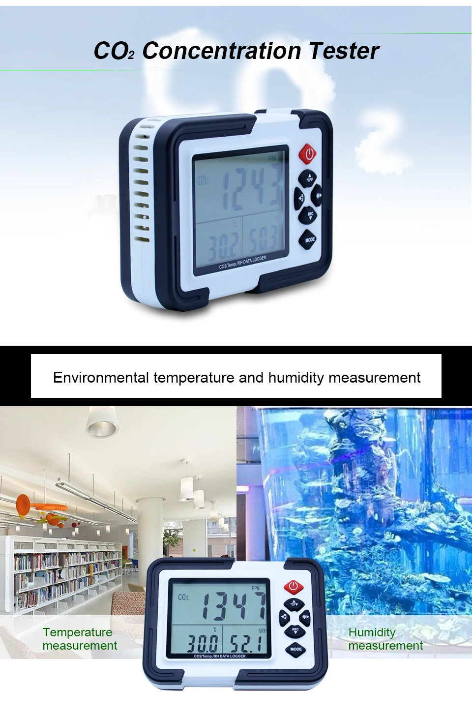 HT-2000 цифровой CO2 МЕТР CO2 монитор детектор анализатор газа 9999ppm CO2 Анализаторы температура относительная влажность тестер