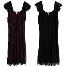 1 шт. готический плюс размер женский кружевной цельный Глубокий v-образный вырез без рукавов плиссированная летняя юбка, вечерние, повседневная одежда