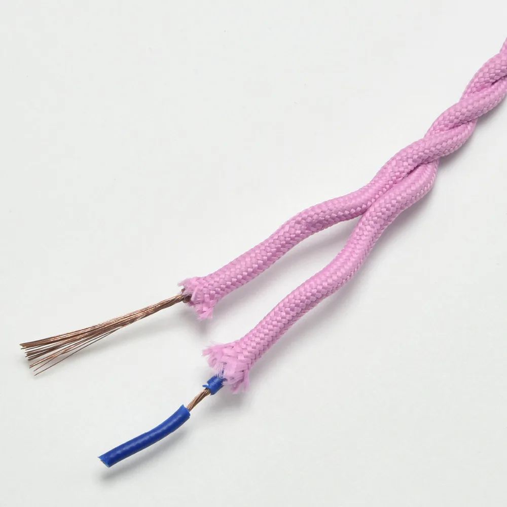 2*0,75 мм2 старинная лампа Эдисона шнур светло-розовый трикотажная ткань скрученные электрические проводы Ретро подвесной светильник лампы плетеный кабель 10 м