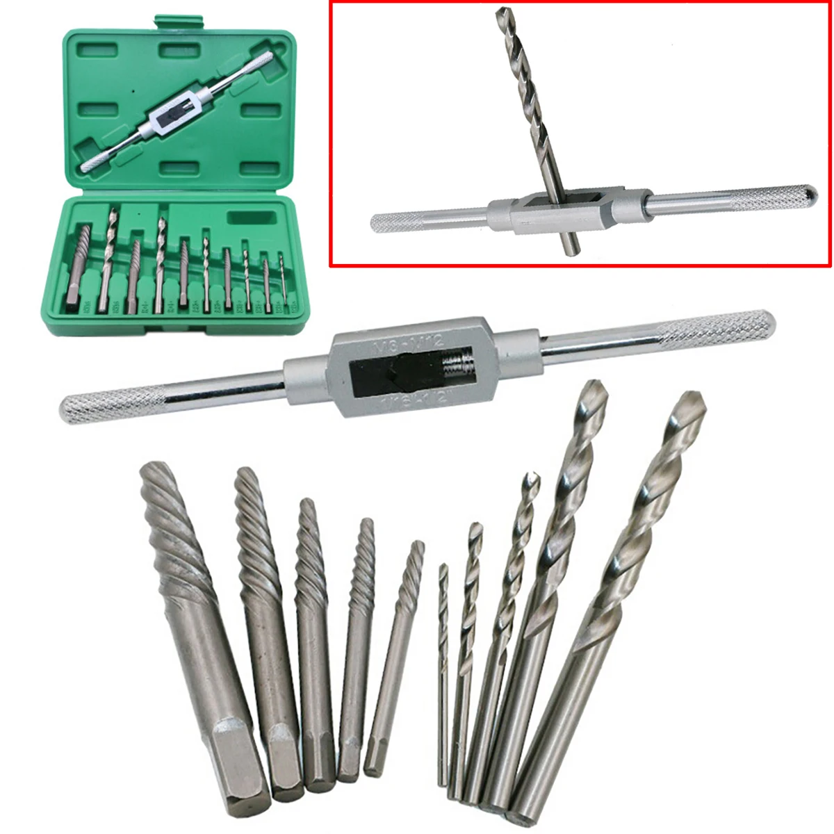 DWZ 11pc New Screw Extractor Drill Guide Removal Broken Bolts Fasteners Easy Out Set