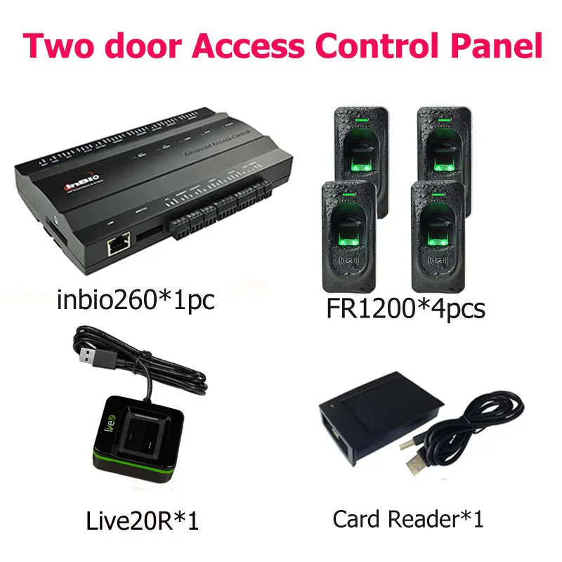 Inbio260 Tcp/Ip Access Control System two door Security Access Controller Double Door Access Control Panel with FR1200 zk4500 Inbio260 Tcp/Ip Access Control System two door Security Access Controller Double Door Access Control Panel with FR1200 zk4500
