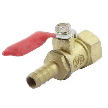 

8mm Hose Barb to 3/8" PT Female Thread Brass Tone Ball Valve Fuel Shut Off
