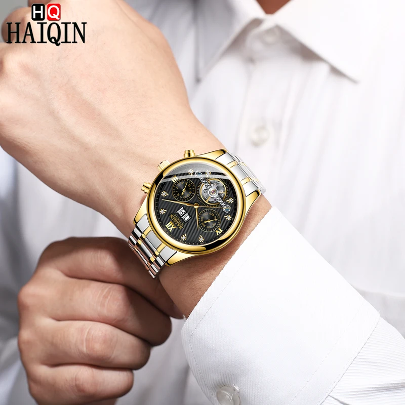 2019 HAIQIN التلقائي الميكانيكية الرجال الساعات تجارية (سابقا) ووتش للرجال الصلب كاملة العسكرية للماء الرياح توربيون الأسبوع ساعة 2019 HAIQIN التلقائي الميكانيكية الرجال الساعات تجارية (سابقا) ووتش للرجال الصلب كاملة العسكرية للماء الرياح توربيون الأسبوع ساعة