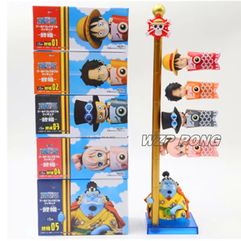 Новинка 5 шт./компл. аниме одна штука Koinobori модели игрушек ПВХ Jinbe Luffy Ace Sabo Shirahoshi