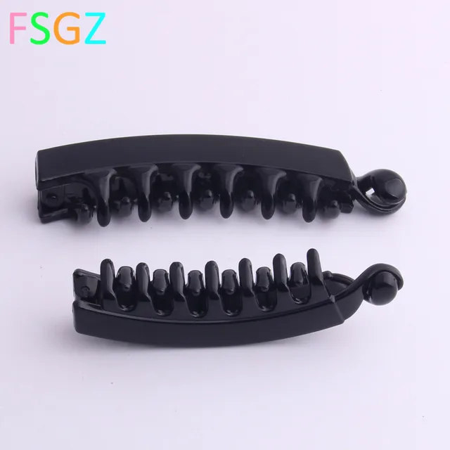 2018 New Fashion Banana Hair Clip For Lady Quality Environmental ABS Plastic Tines Crab For Hair Twist Hair Pin For Girls 2 PCS