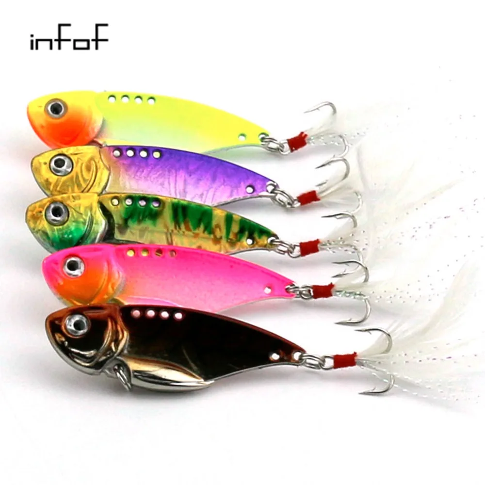 Infof 5pcs Vibrators Fishing Lures 5.5cm 11.8g Vib Spoon Squid Bait Lure Bait Top Water Fishing