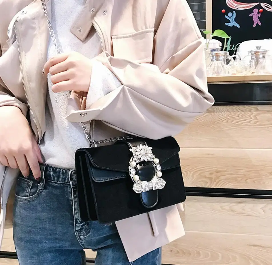 Модная женская квадратная сумка в стиле ретро, новинка, качественная бархатная женская дизайнерская сумка, дамская сумка на плечо с цепочкой со стразами