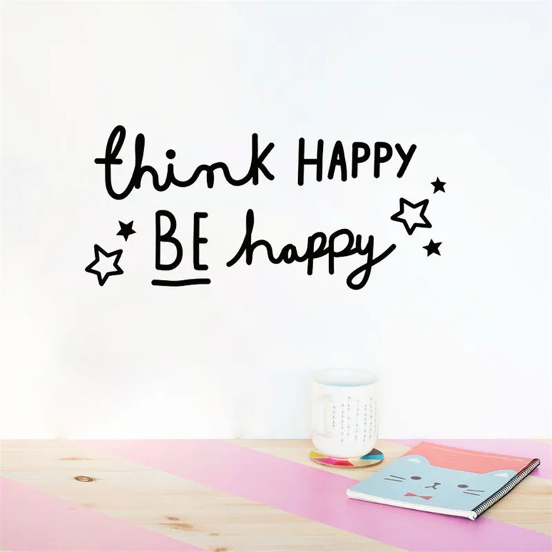 INS style DIY wall sticker Motto Proverbs "think happy be happy