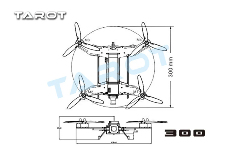 Таро мини 300 углеродного волокна 4-осевой Квадрокоптер рамка TL300A для RC FPV Photography