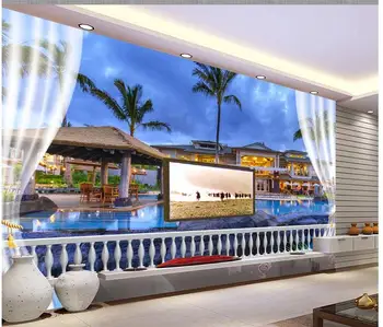 

3d customized wallpaper wall 3d wallpaper Scenic backdrop seaside resort balcony photo 3d wallpaper