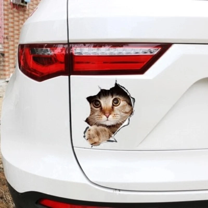 1pcs 3D Cat Stickers Funny Simulation Cute Cartoon Vinyl Reflective Stickers Cat for Laptop Motorcycle Car Window Suitcase