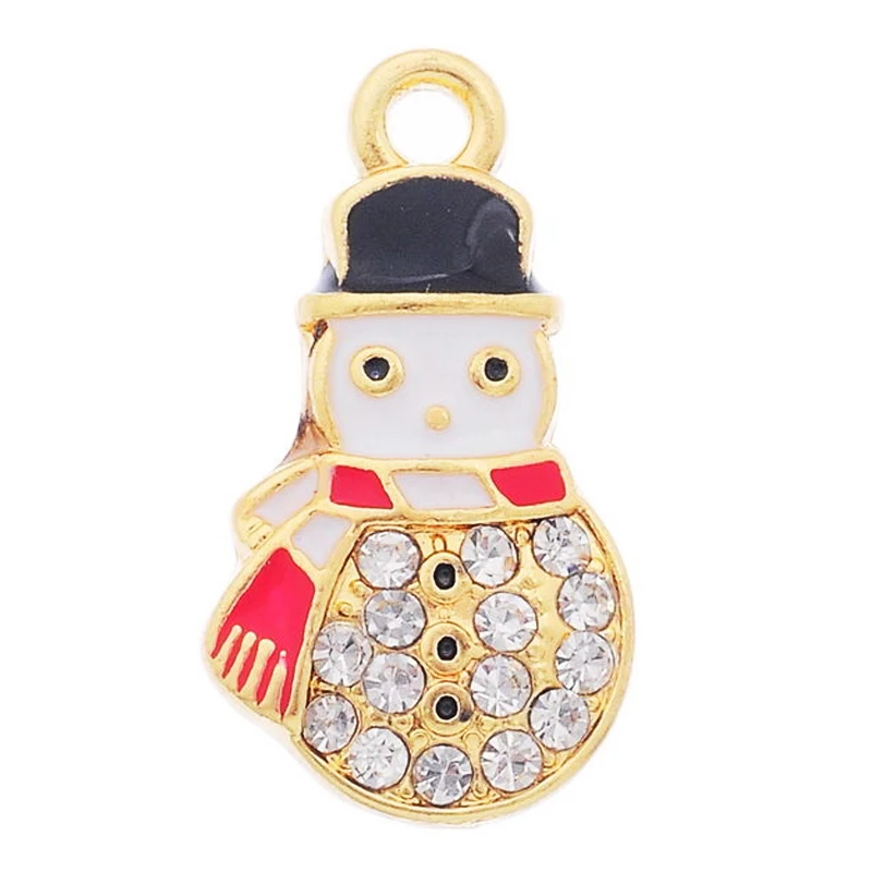 5 Pcs Snowman Pendants Enamel Rhinestone Setting Christmas X-mas | Украшения и аксессуары