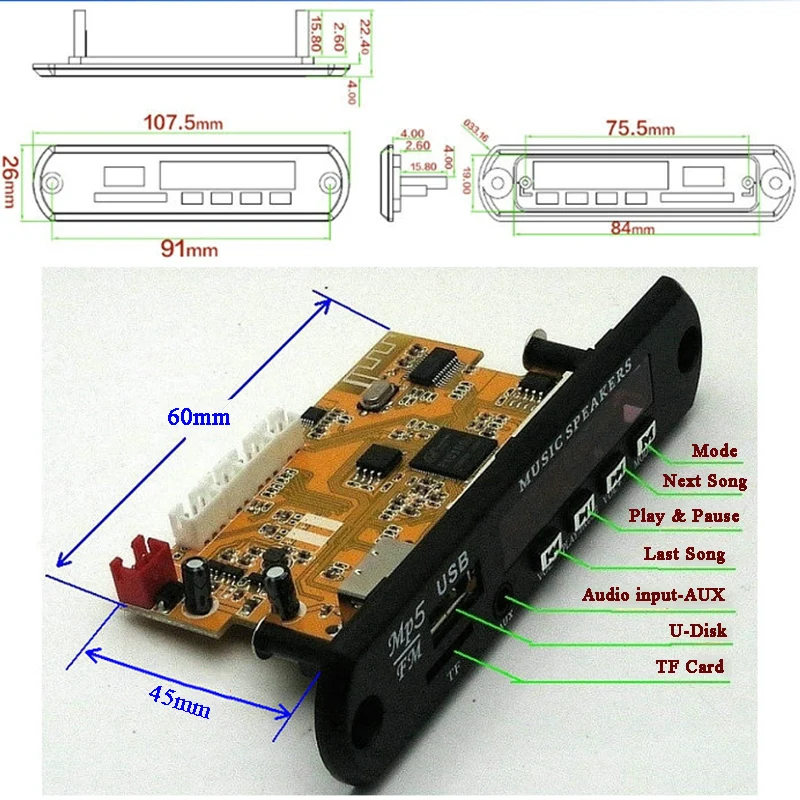 Аудио-Видео Bluetooth модуль DAC DTS/AC-3/APE/WAV автомобиля MP4 MP5 USB TF карта Аудио Видео плеер модуль DIY аксессуары для динамиков