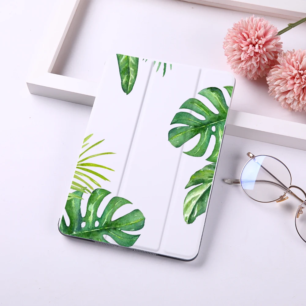 

Cute Summer Leaf Magnet Flip Cover For Apple iPad 9.7" Case for iPad Air 2 Mini 4 PU Leather Tablet Folding Folio Case Auto Wake