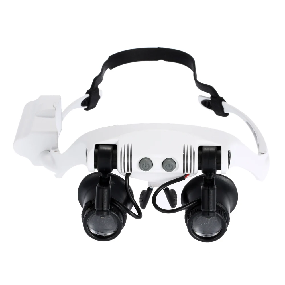 

10X 15X 20X 25X High Quality Headband Magnifying Glass Eye Repair Magnifier LED Light Glasses Loupe Optical Lens Free Shipping