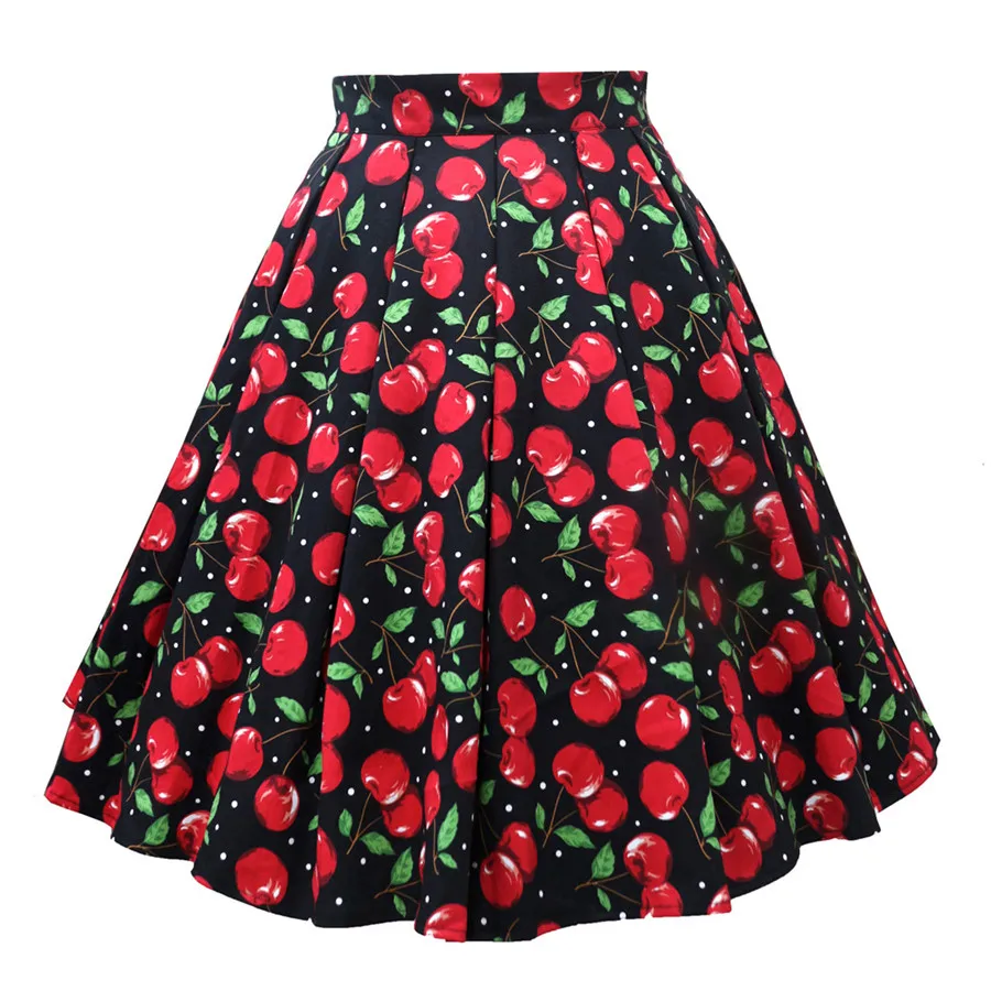 

2019 Women's casual plus size skirt zipper pleated skirt a word print skirt sexy ladies comfortable skirt cover up 40J8