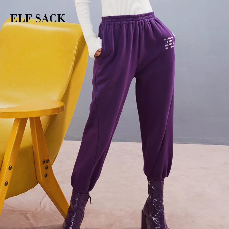 Женские шаровары ELFSACK однотонные хлопковые с эластичным поясом полной длины 3