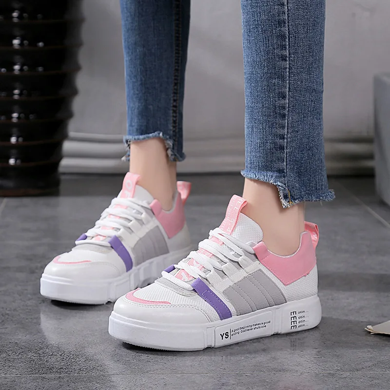 Маленькие белые туфли с сеткой, Женская Корейская версия 2018, осенняя новая Студенческая обувь на плоской подошве, женская обувь
