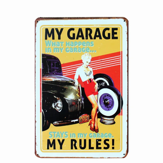 "Garage Rules" Винтаж из металла наклейки в ретро стиле домашний декор шик пап гаража стены металла Арт плакат 20*30 см - Цвет: 7
