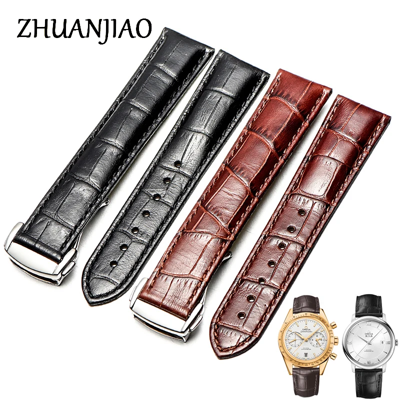 

Italian Imports Genuine Cowhide Watch Band 20mm Vintage Leather Strap Wristband Black/Brown Replacement Bracelet