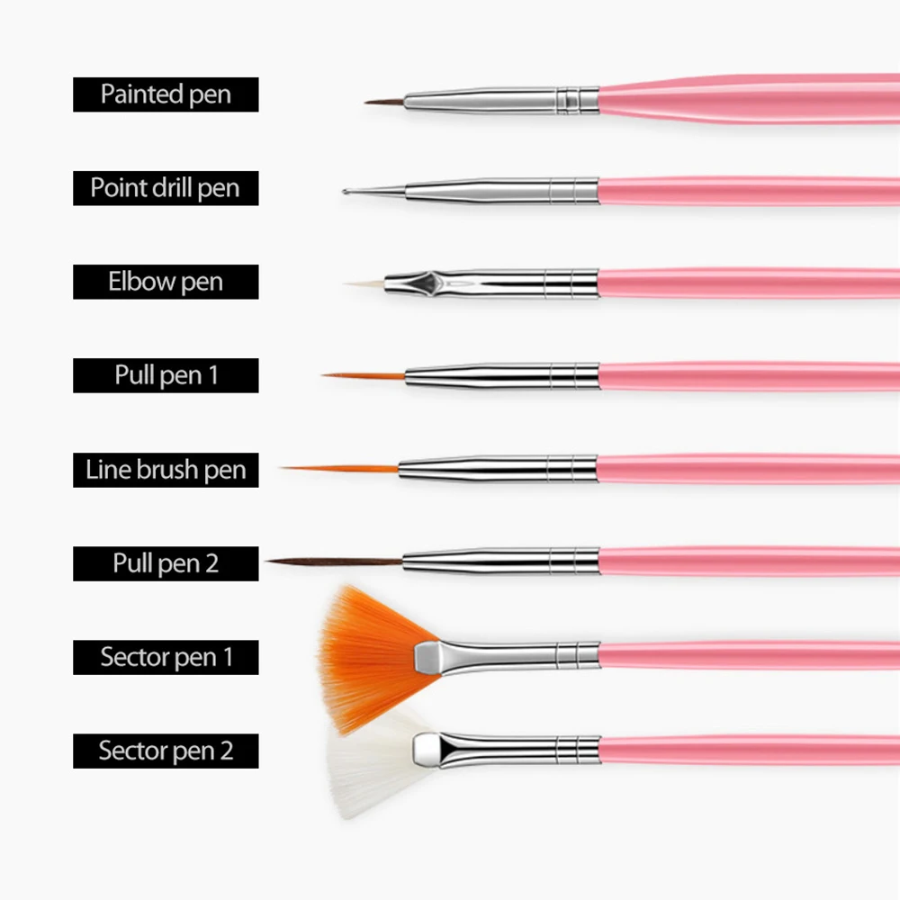 15pcs/set UV Gel Brush Liner Painting Pen 3 colors Manicure Gel Brush Nail Art Gradient Painting Drawing For Gel Nail Polish