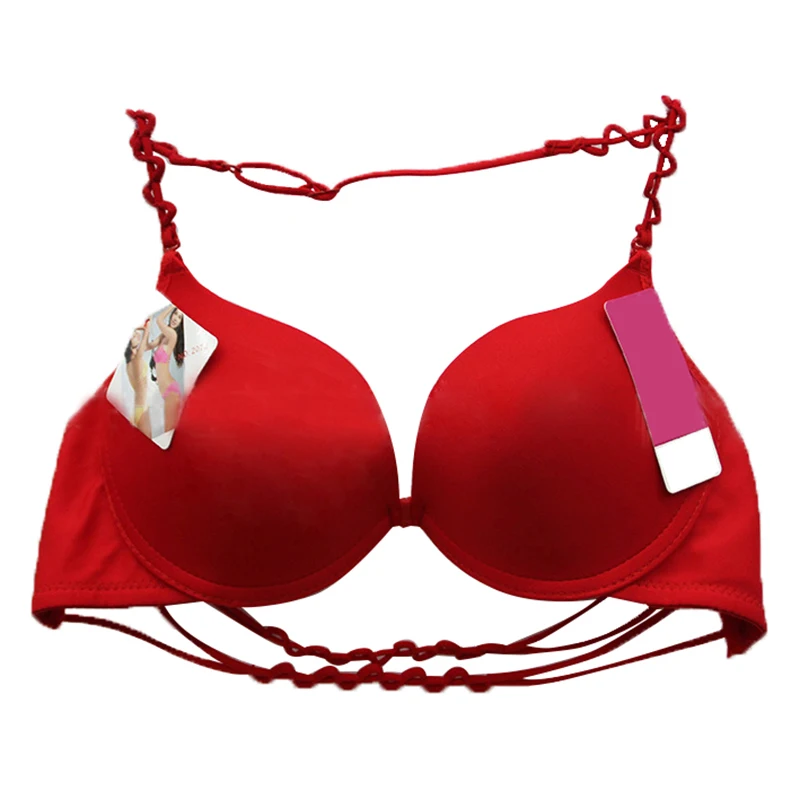 Sexy Fashion Women Bra Halter Neck Front Closure Smooth Surface Push Up