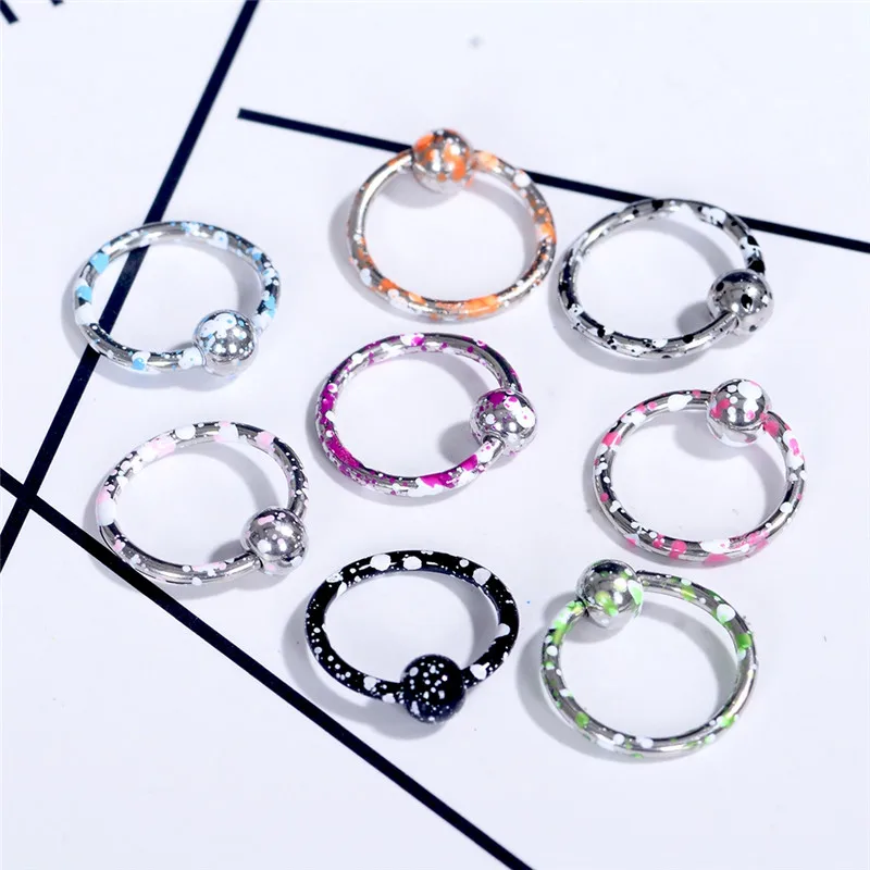 

8pcs/Pack Stainless Steel Seamless Segment Ring Nose Hoops Ear Piercing Cartilage Puncture Sexy Body Plug Tunnel Jewelry