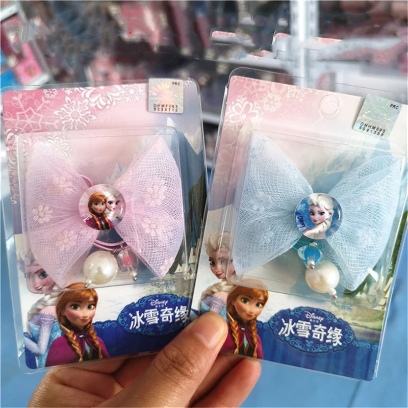 Резинки для волос Disney Frozen cartoon с бантом куклы аксессуары заколки головы Эльзы
